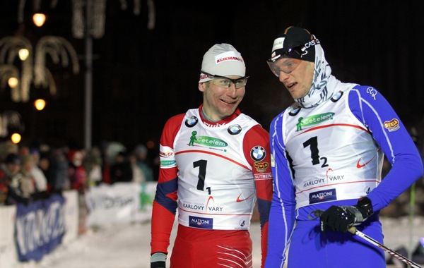 Česká dvojice uspěla ve skiatlonu. Lukáš Bauer (vlevo) byl pátý, Martin Jakš třetí.