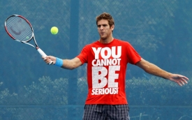 Juan Martin del Potro během tréninku v australském Sydney.