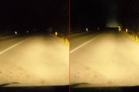 Tento obrázek ukazuje, že řidič vidí chodce vybaveného reflexními prvky daleko lépe. Oba snímky byly foceny policií na stejném místě a za stejných podmínek, jen na snímku vpravo měl figurant na oblečení reflexní prvky.