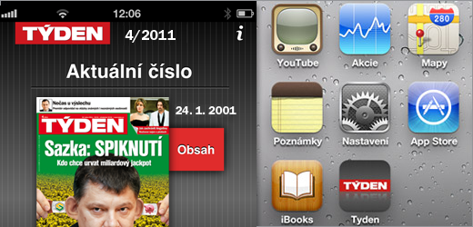 Aplikace TÝDNE pro iPhone.