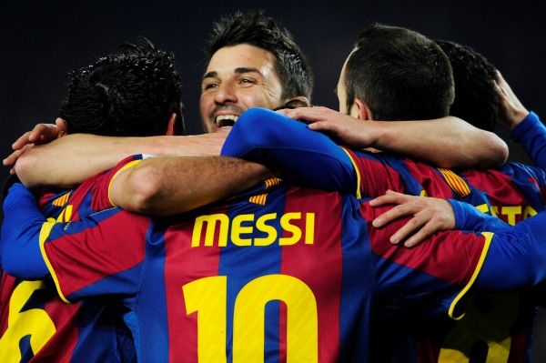 Radost fotbalistů Barcelony. Radost fotbalistů Barcelony.