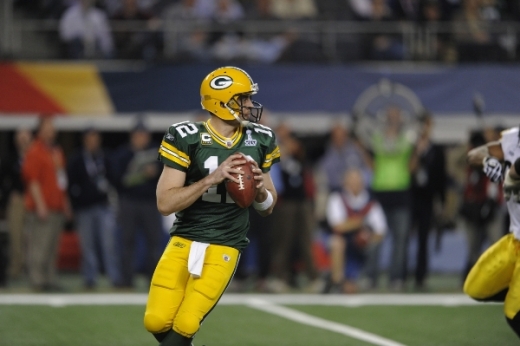 Nejužitečnější hráč letošního Super Bowlu Aaron Rodgers.