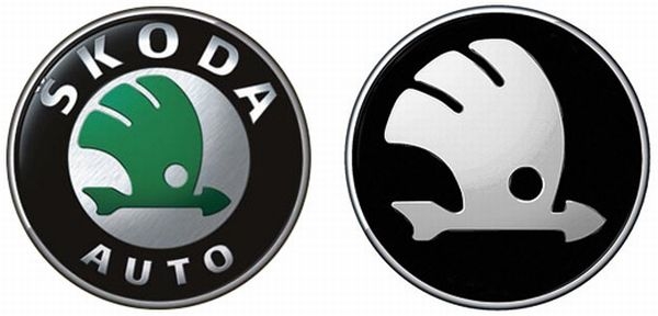Vlevo staré logo používané před více než deseti lety, vpravo nové zjednodušené logo automobilky.