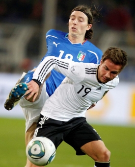Mario Götze (vpravo) v dresu německé reprezentace.
