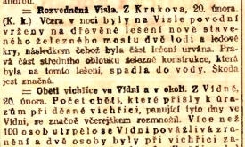 Zprávy o drsném únorovém počasí v Národních listech. 