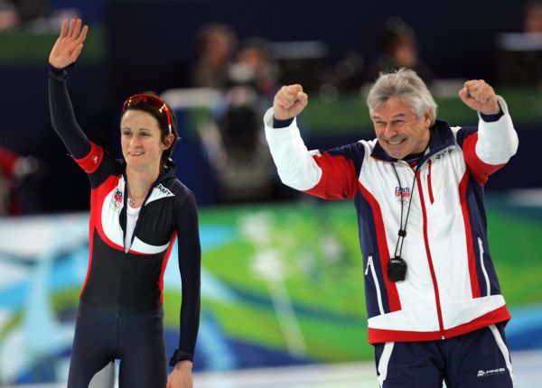 Martina Sáblíková a trenér Petr Novák. 