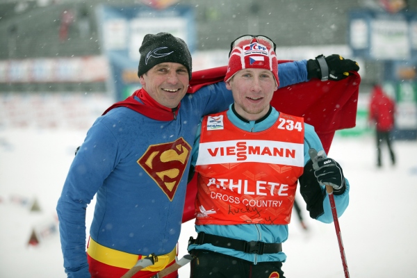 Kouč Miroslav Petrásek (vlevo) s Lukášem Bauerem na libereckém šampionátu.