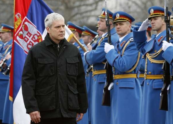 Srbský perzident Boris Tadić o státním svátku 14. února 2011.