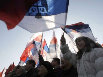 Protivládní demostrace začátkem letošního roku v Bělehradě.