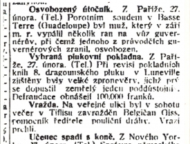 Lidové noviny z 27. února 1911. Zahraniční černá kronika. 