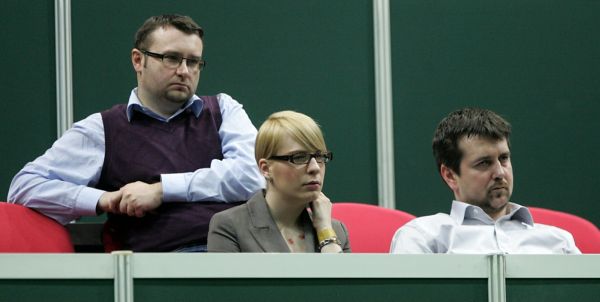 Pavel Drobil (vlevo) a Kristýna Kočí v jedné lóži na tenisovém utkání v Ostravě. 