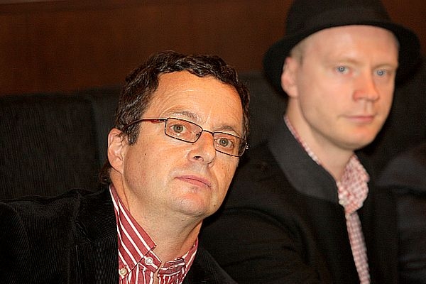 Michal Viewegh a Jan Budař - na tiskové koferenci Románu pro muže.