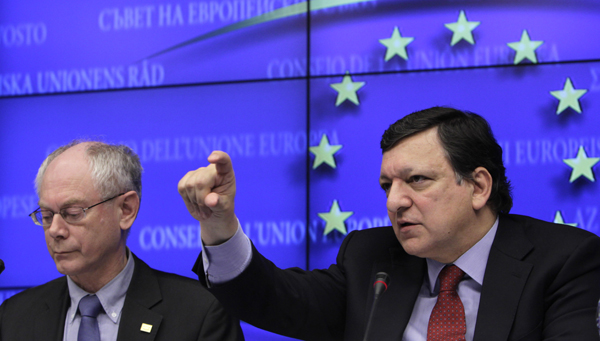 Herman Van Rompuy (vlevo) a Jose Manuel Barroso.