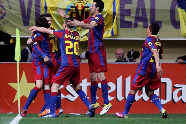 Radost fotbalistů Barcelony. Radost fotbalistů Barcelony.