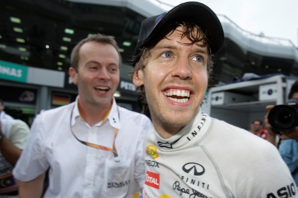 Sebastian Vettel po vítězství v Malajsii minulou neděli. Sebastian Vettel po vítězství v Malajsii minulou neděli.