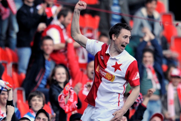 Střelec první branky Slavie Jozef Kaufman.