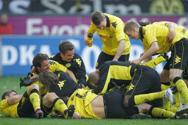 Radost fotbalistů Dortmundu. Radost fotbalistů Dortmundu.