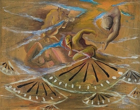 Martin Mainer: Postavy v mracích, 1989, vyvolávací cena: 35 000.