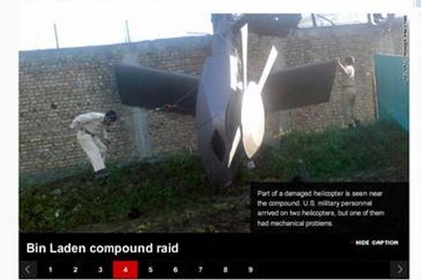 Vrak helikoptéry Black Hawk s netradičním ocasem vzbudil zvědavost.
