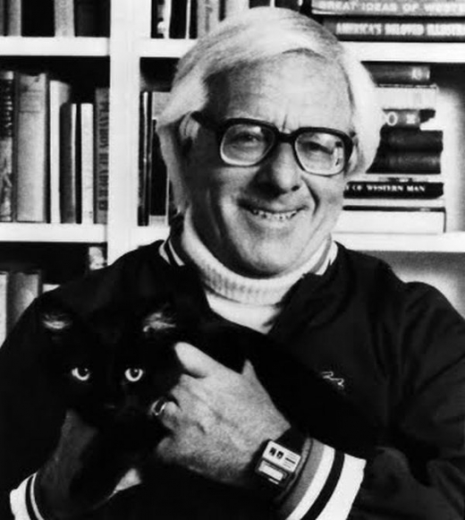 Ray Bradbury a jeho kosmická sci-fi kočka. 