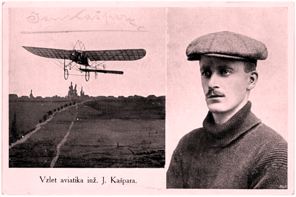 Jan Kašpar v sobotu 13. 5. 1911 doletěl z Pardubic do Prahy.