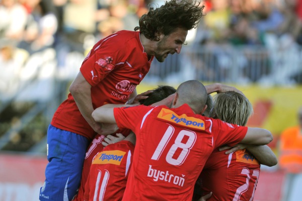 Radost fotbalistů Plzně. 
