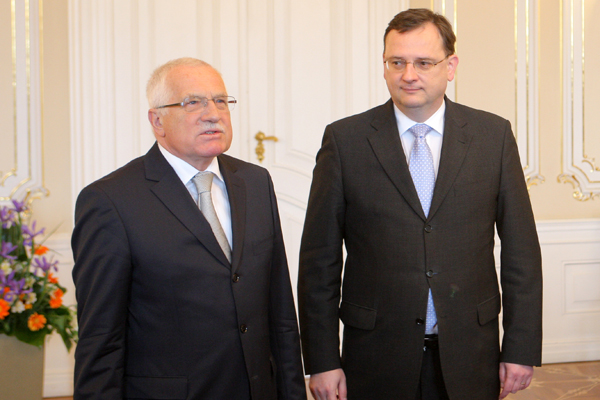 Prezident Václav Klaus a premiér Petr Nečas.