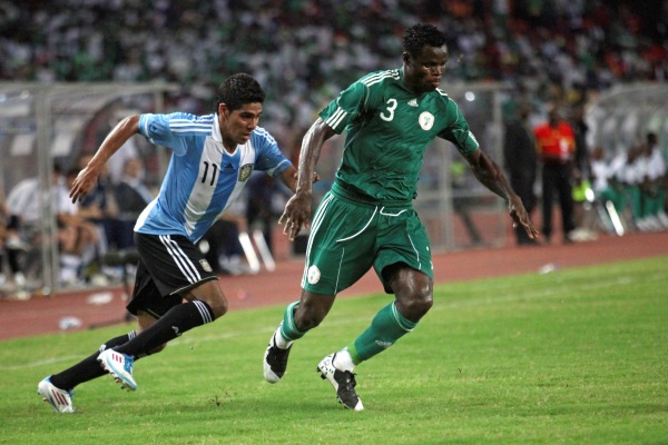 Snímek ze zápasu Argentiny s Nigérií.