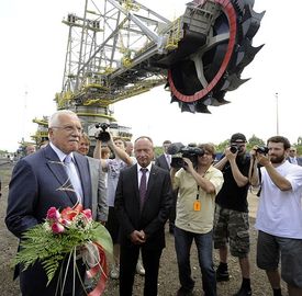Václav Klaus při návštěvě Dolu Duchcov.
