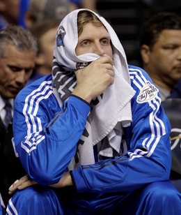 Během utkání bojoval Nowitzki s teplotou až 38,5 stupňů celsia.