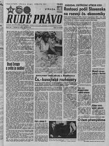 Ještě jedna titulka Rudého práva, tentokrát ze 4. prosince 1985.