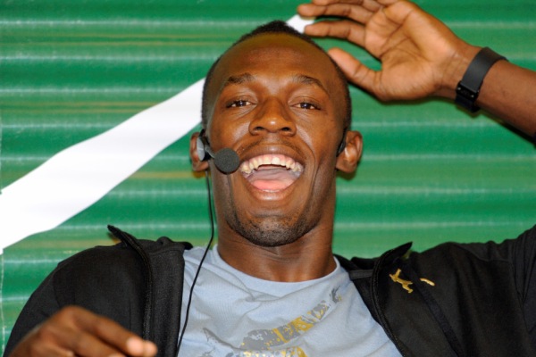 Tradičně dobře naladěný Usain Bolt. Tradičně dobře naladěný Usain Bolt.