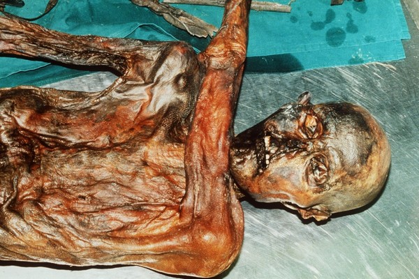 Ötzi zemřel před 5300 lety, jeho mumifikované tělo se uchovalo v alpském ledovci.