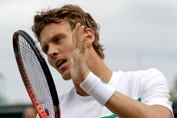 Tomáš Berdych po postupu do osmifinále Wimbledonu. Tomáš Berdych po postupu do osmifinále Wimbledonu.