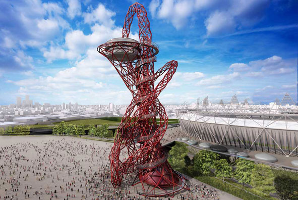 Brzká budoucnost. ArcelorMittal Orbit v Londýně (vedle olympijského stadionu).