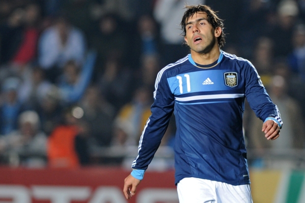 Carlos Tévez v dresu Argentiny na probíhajícím Copa América.