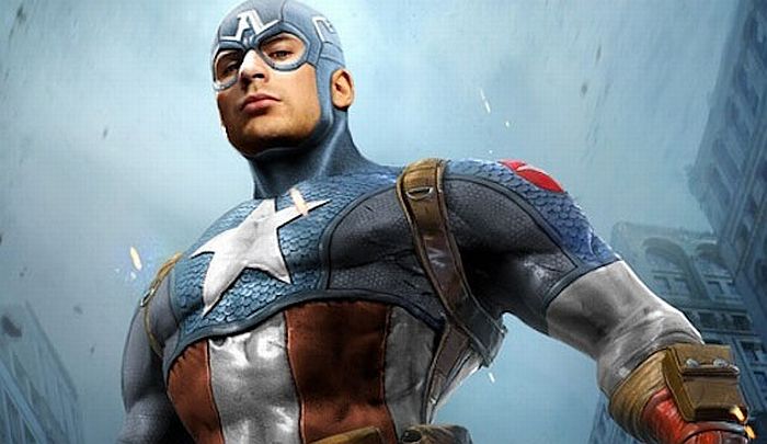 Chris Evans v kostýmu hlavního hrdiny z válečného komiksu.