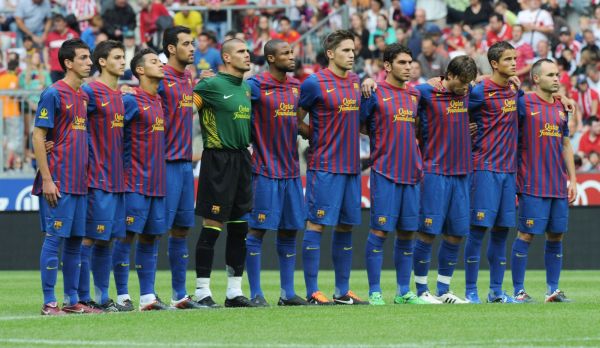 Fotbalisté Barcelony.