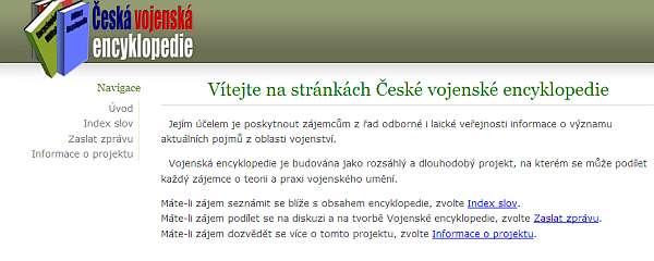 Úvodní strana nového projektu armády.