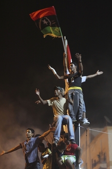 Libyjské oslavy úspěchu rebelů. Libyjské oslavy úspěchu rebelů.