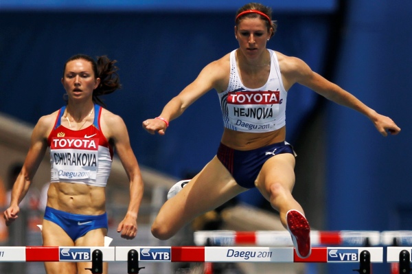 Zuzana Hejnova nad překážkami světového šampionátu v Tegu. Zuzana Hejnova nad překážkami světového šampionátu v Tegu.