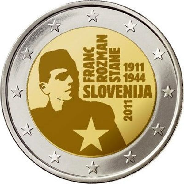 Pamětní dvoueurovka oslavuje partyzánského velitele France Rozmana. Pamětní dvoueurovka oslavuje partyzánského velitele France Rozmana.