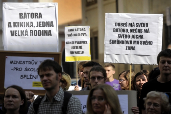 Demonstrace za odvolání Ladislava Bátory z ministerstva školství.