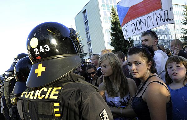 Momentka ze sobotní  demonstrace v severočeském Varnsdorfu.