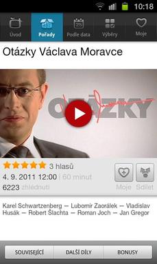 Uživatelé si mohou vybírat z řady pořadů ČT.