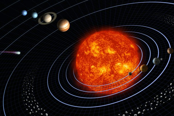 Velikosti a vzdálenosti planet jsou na běžných obrázcích sluneční soustavy hrubě zkresleny.