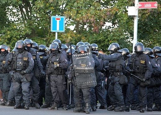 Momentka z demonstrace ve Varnsdorfu.