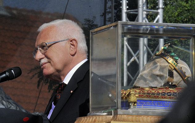Václav Klaus při projevu ve Staré Boleslavi.