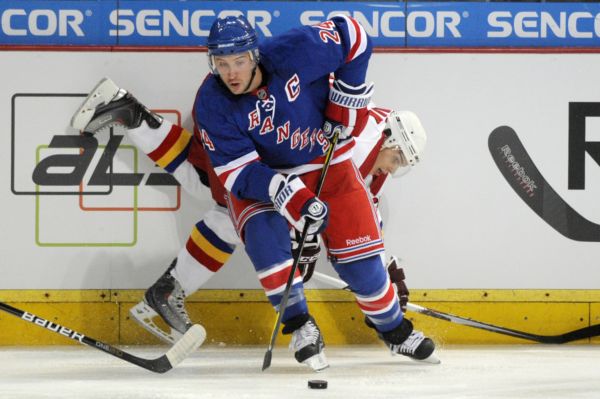 Momentka z utkání Sparty s NY Rangers.