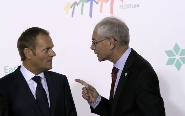 Polský premiér Tusk a takzvaný prezident EU Rompuy.
